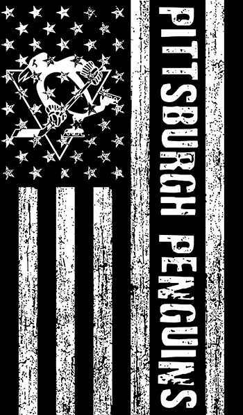 Pittsburgh Penguins Black And White American Flag logo iron on paper